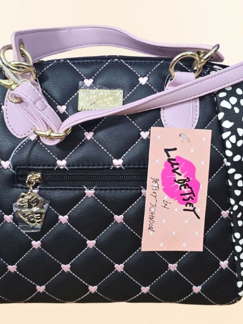 Luv Betsey Johnson Heart Quilted Bag Satchel Crossbody NWT